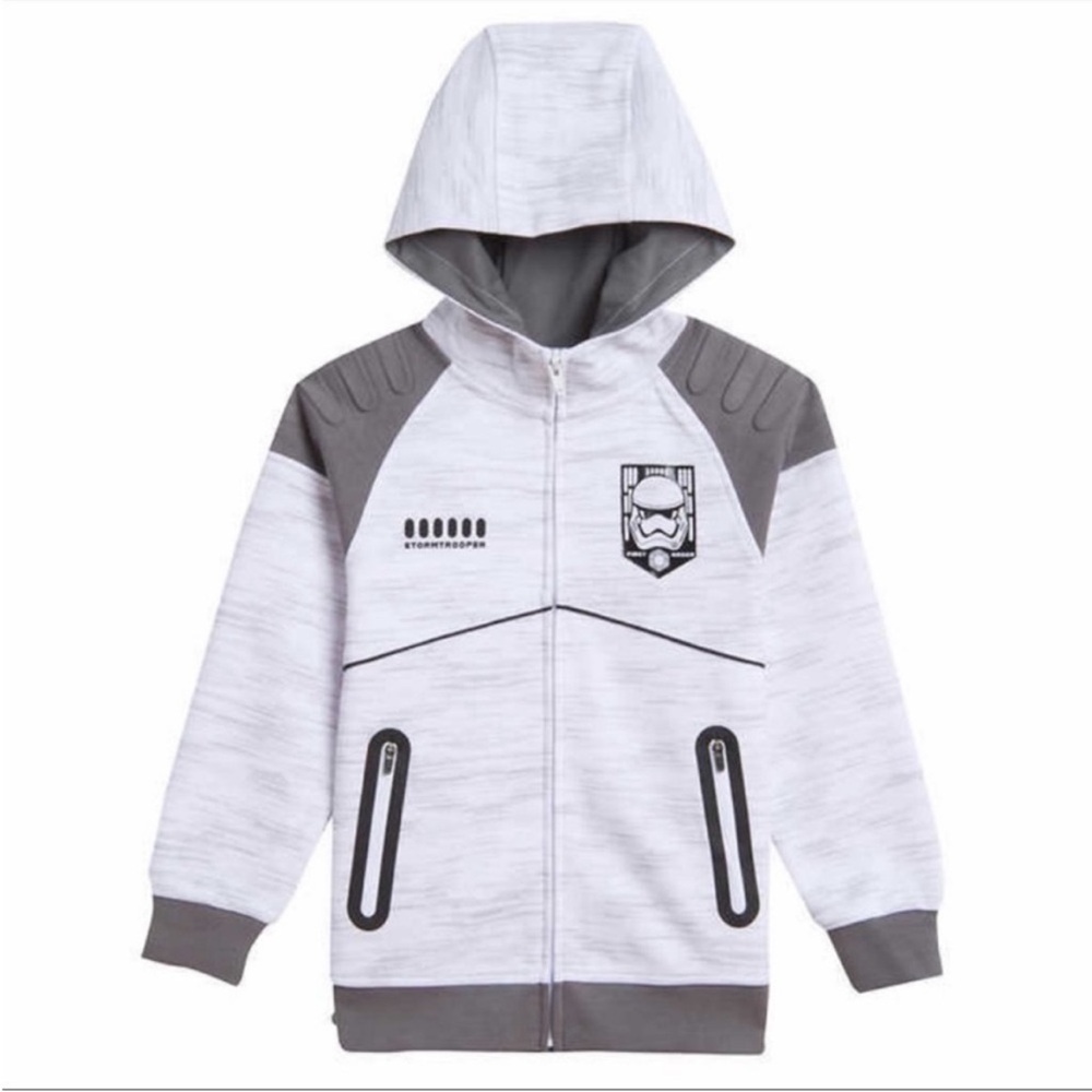 NWT Star Wars Youth Boys Full Zip Hoodie WHITE - size L (14/16) - Picture 1 of 8